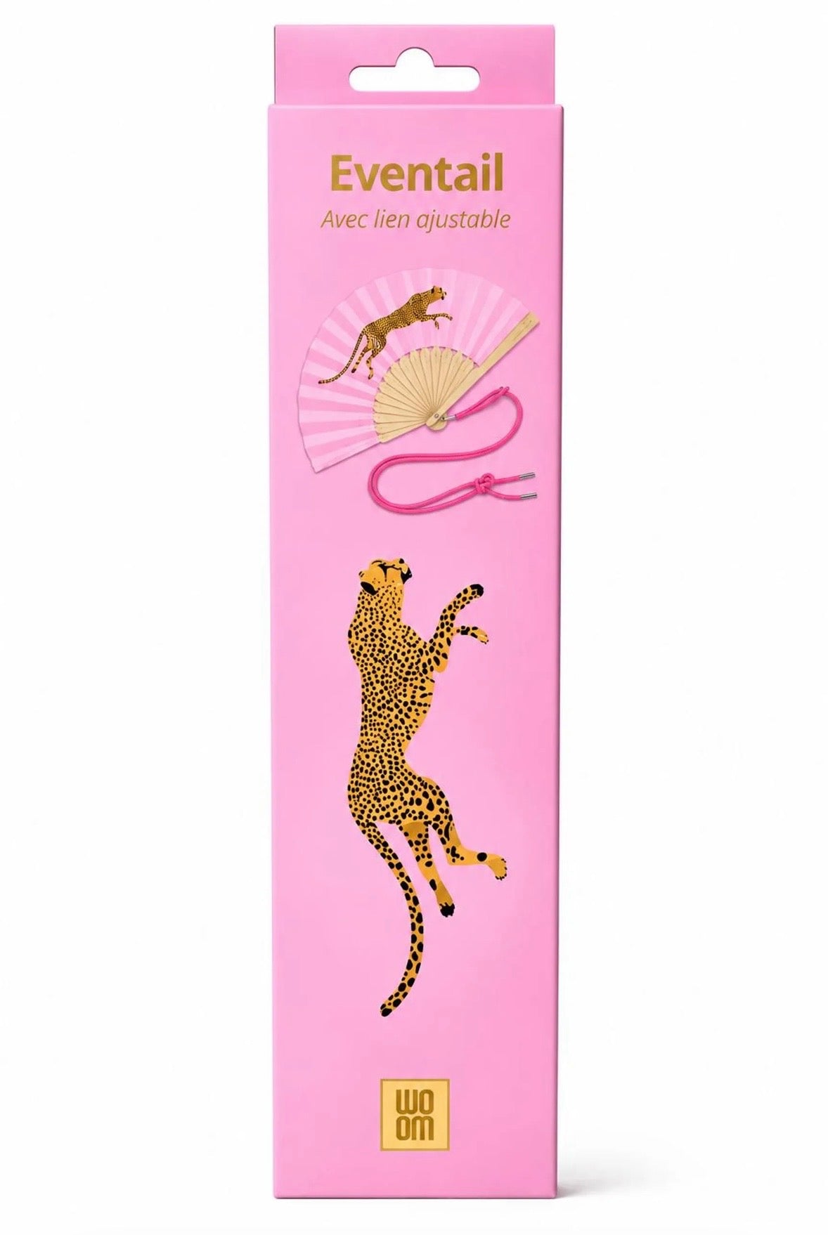 Eventail avec Bandoulière et Boîte Cadeau - Léopard Rose