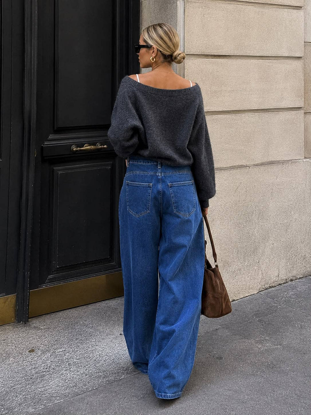 JEAN LARGE TAILLE HAUTE COUPE BALLON