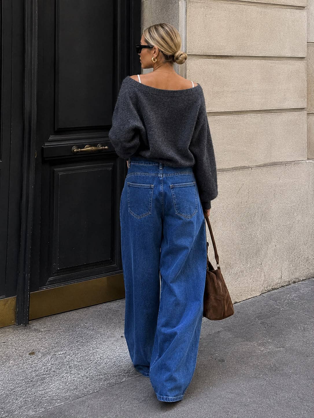 JEAN LARGE TAILLE HAUTE COUPE BALLON