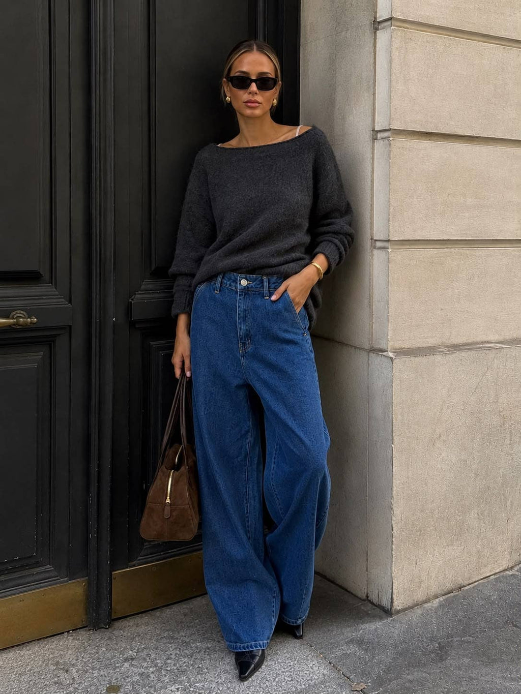 JEAN LARGE TAILLE HAUTE COUPE BALLON