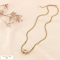 Collier acier pendentif talisman cylindre pierre 0124048