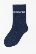Chaussettes à Paillettes à Message "Lunatique" Marine