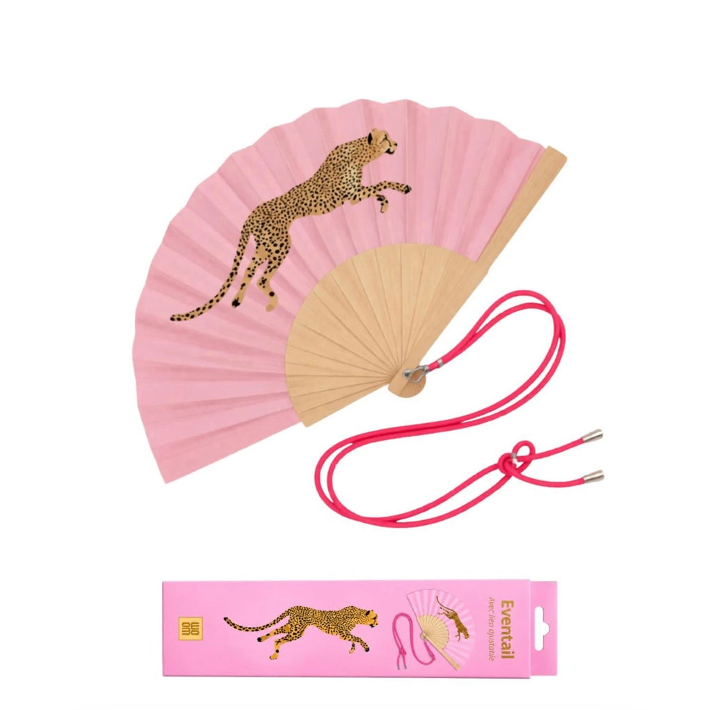 Eventail avec Bandoulière et Boîte Cadeau - Léopard Rose