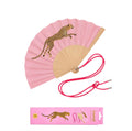 Eventail avec Bandoulière et Boîte Cadeau - Léopard Rose