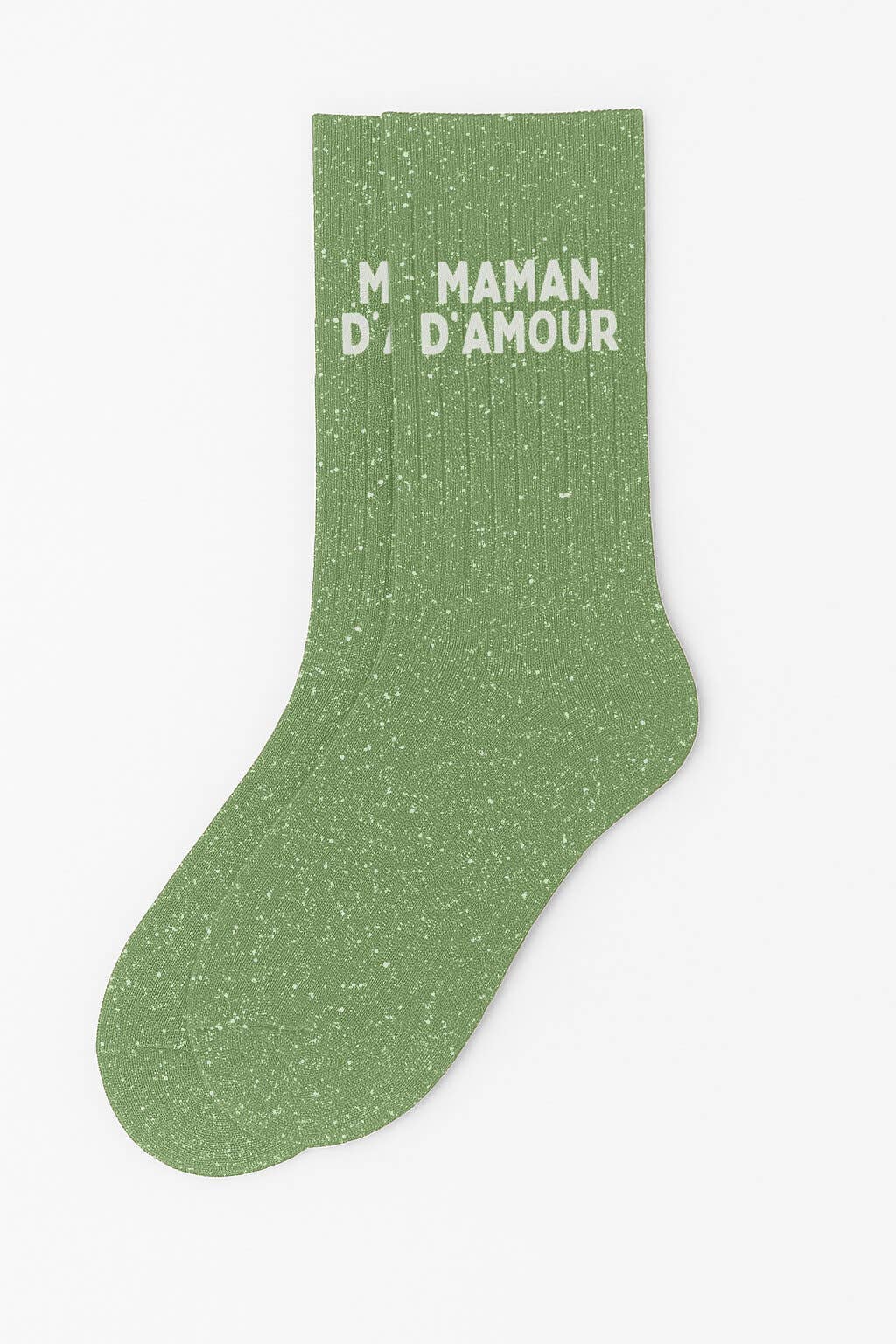 Chaussettes à Paillettes à Message "Maman d'Amour" Vert