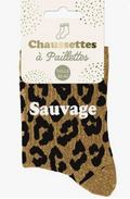 Chaussettes paillettes leopard sauvage