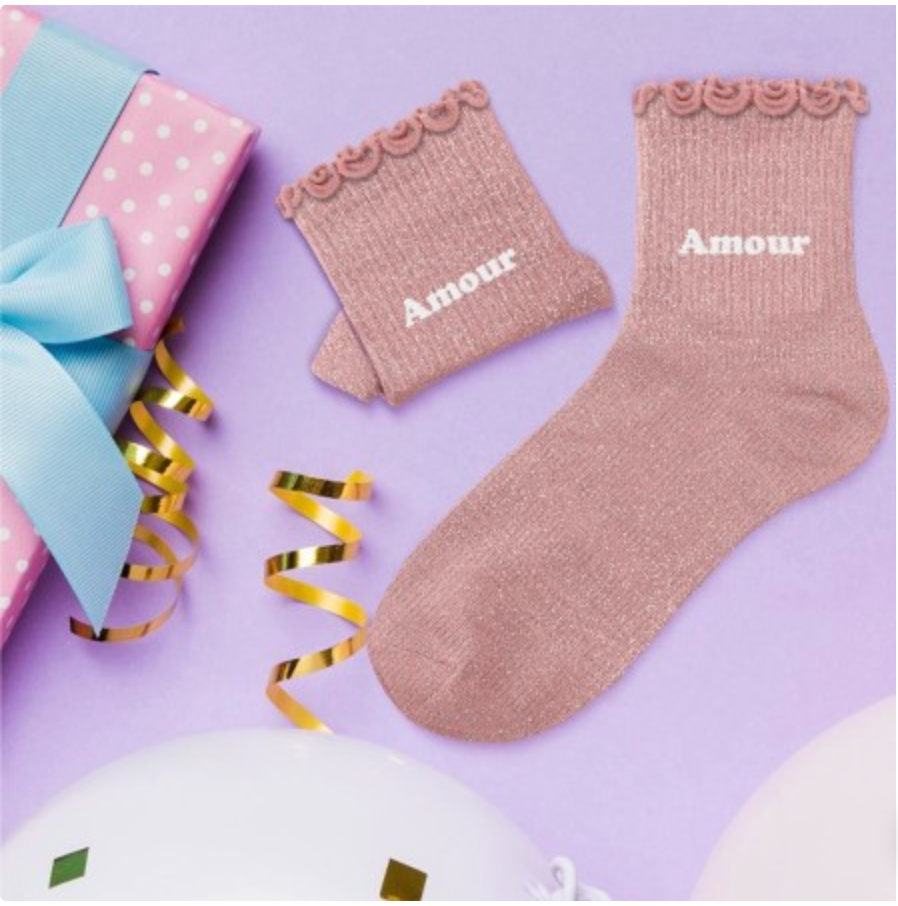 Chaussettes à paillettes Amour