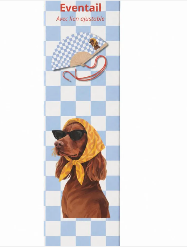 Eventail avec Bandoulière et Boîte Cadeau - Chien Vichy