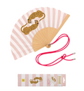 Eventail avec Bandoulière et Boîte Cadeau - Léopard Rayé Rose