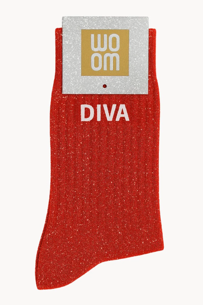 Chaussettes à Paillettes "Diva" Rouge - Taille 36-40