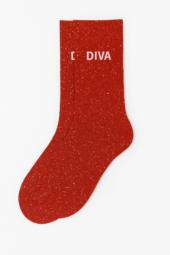 Chaussettes à Paillettes "Diva" Rouge - Taille 36-40