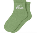 Chaussettes Courtes à Paillettes "Anti Poisse" Vert Amande