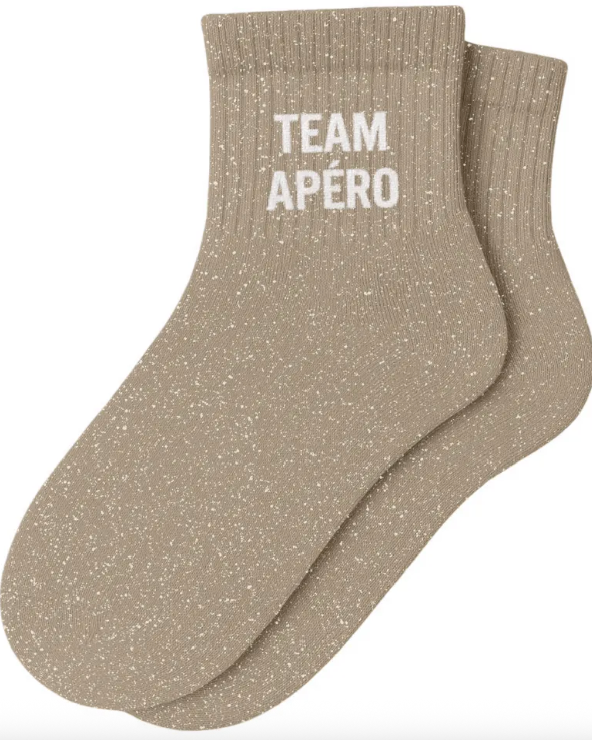Chaussettes Courtes à Paillettes "Team Apéro" Beige