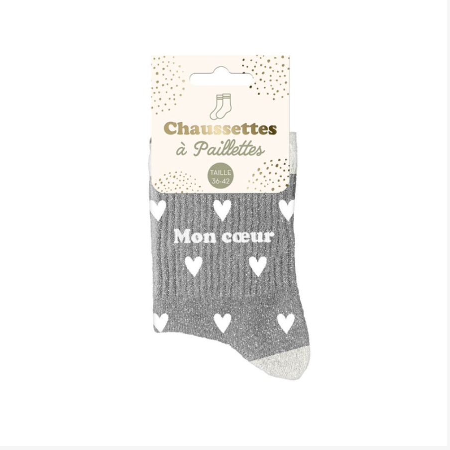 Chaussettes paillettes cŒurs mon cŒur