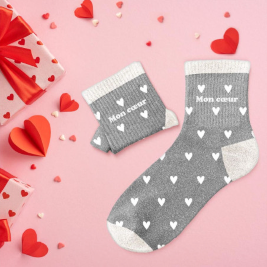 Chaussettes paillettes cŒurs mon cŒur