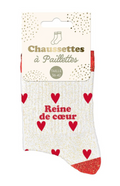 Chaussettes paillettes cŒurs reine de cŒur