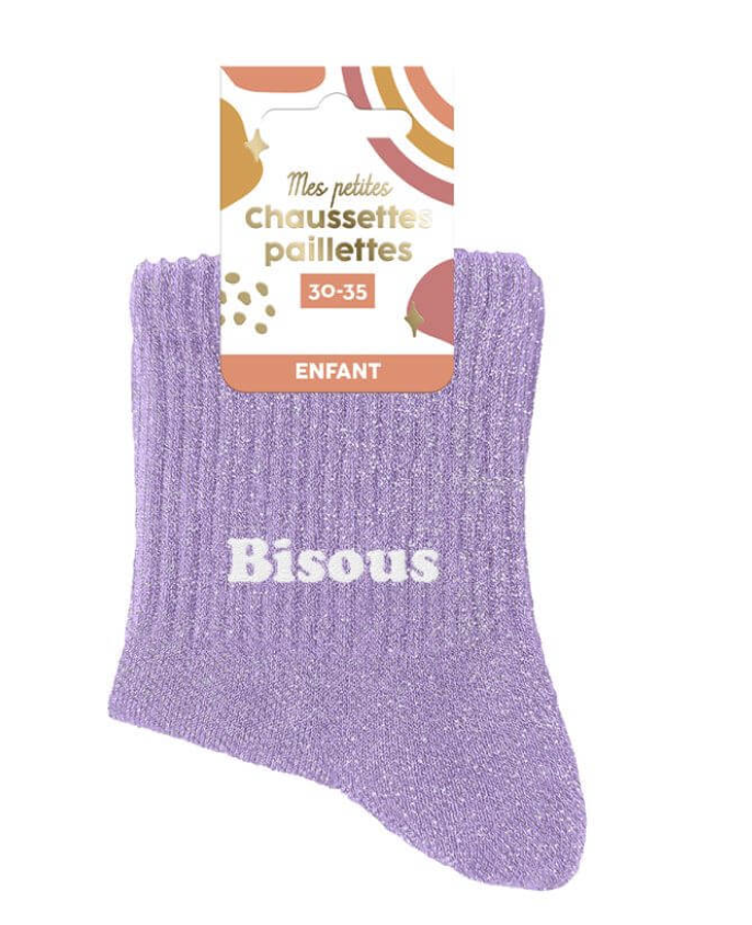 Chaussettes paillettes enfant bisous
