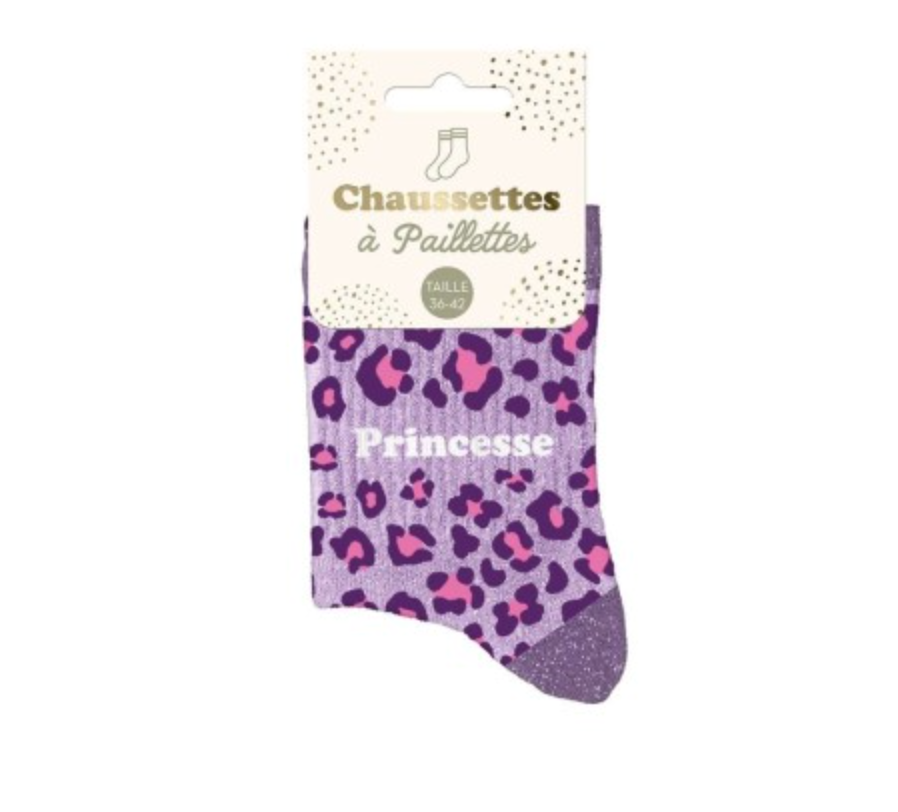 Chaussettes paillettes leopard princesse