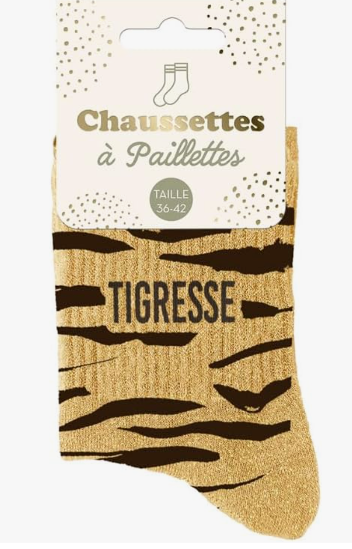Chaussettes paillettes tigresse