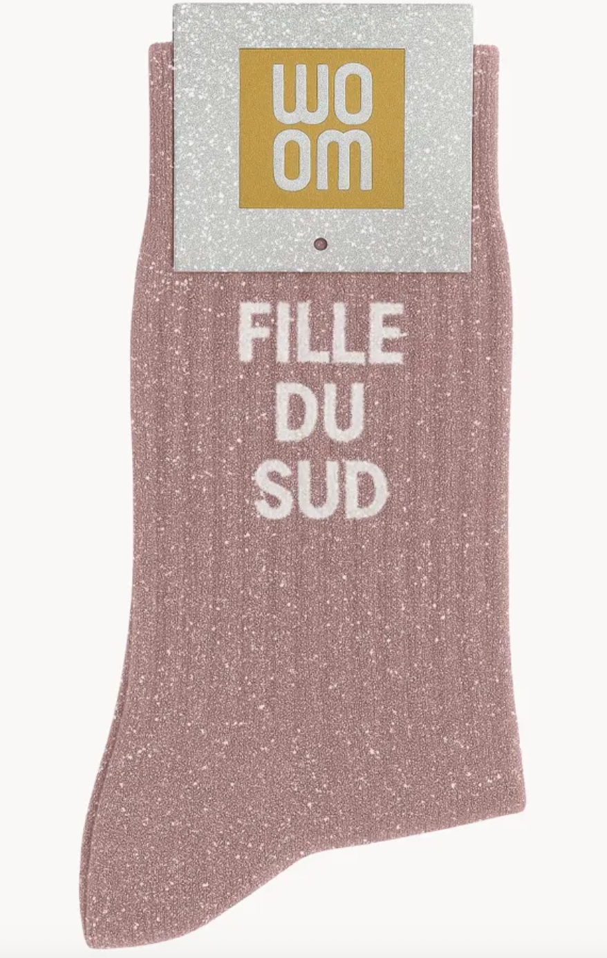 Chaussettes à Paillettes "Fille Du Sud" Rose Gold