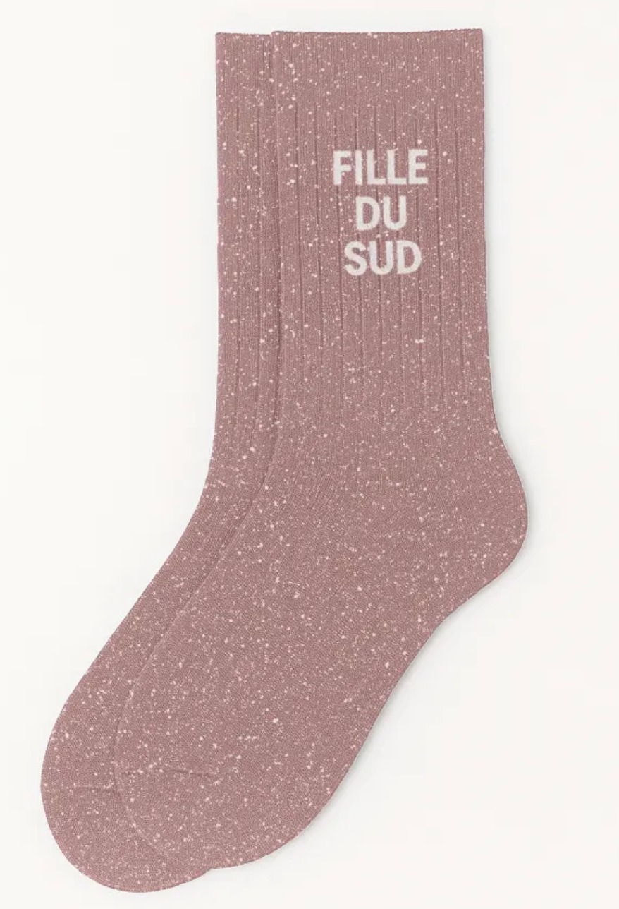 Chaussettes à Paillettes "Fille Du Sud" Rose Gold