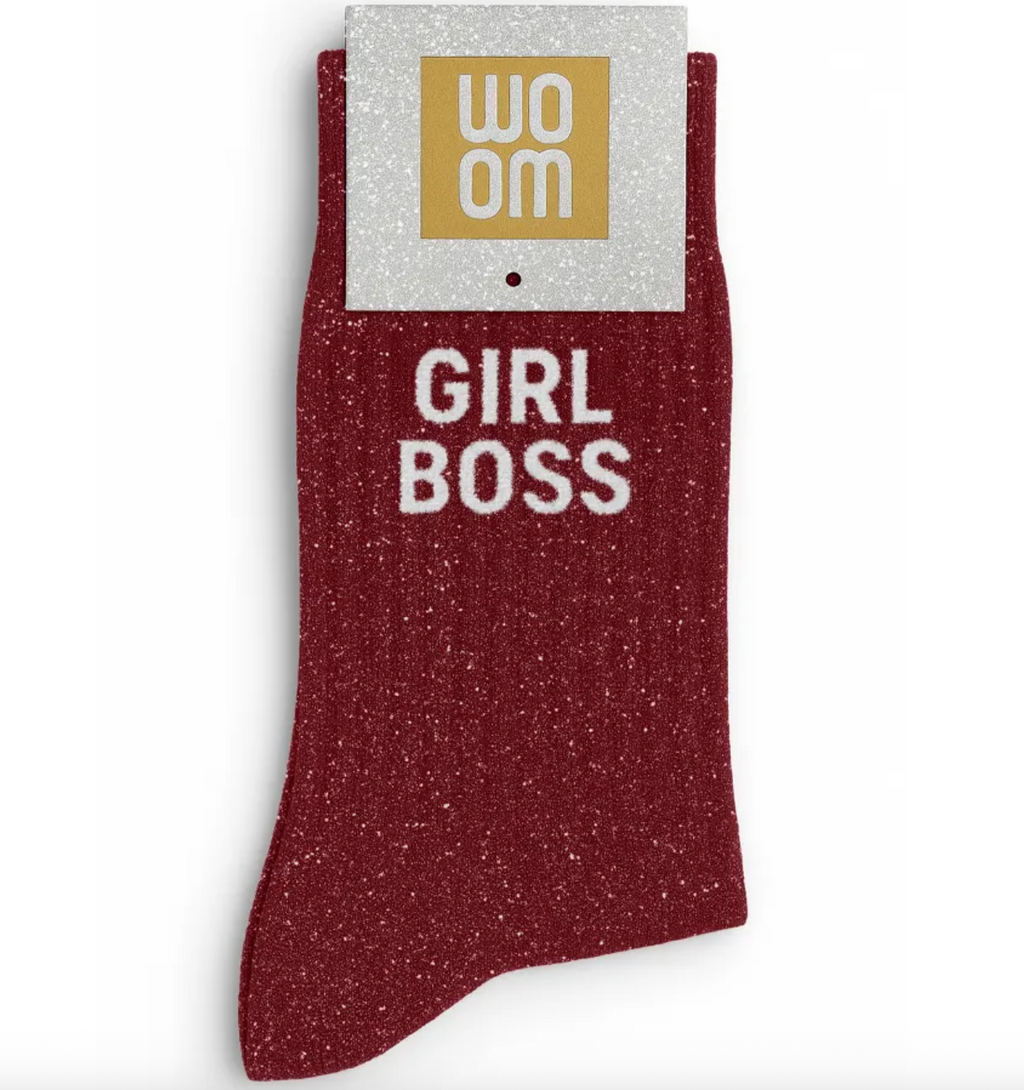 Chaussettes à Paillettes "Girl Boss" Cherry Pop
