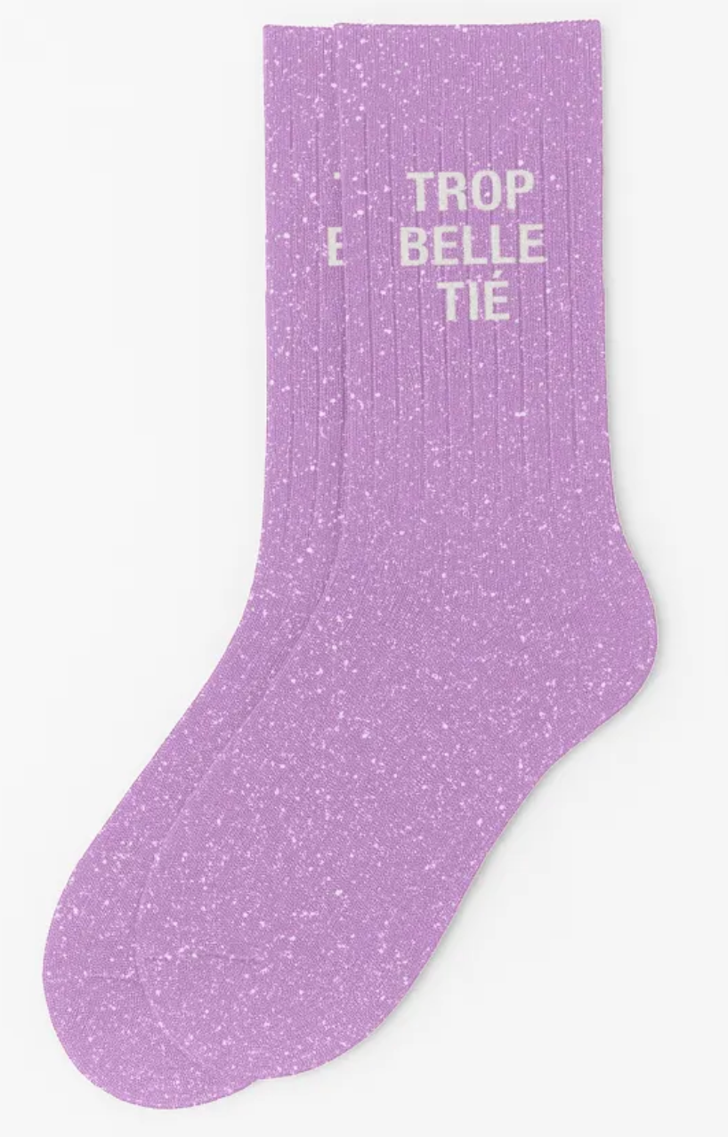 Chaussettes à Paillettes "Trop Belle Tié" Purple Drama