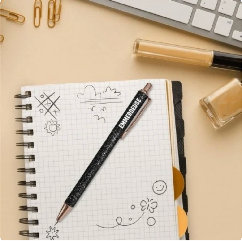 Stylo à Paillettes Mot Fantaisie Déclinaisons: Emmerdeuse