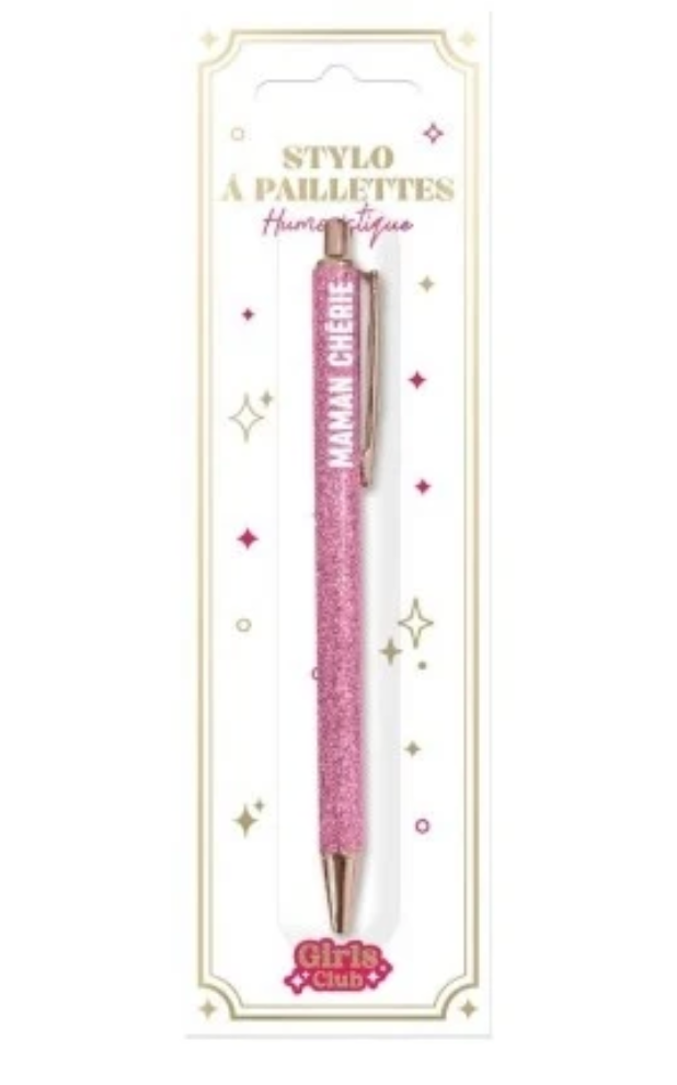 Stylo à Paillettes Mot Fantaisie Déclinaisons: Maman Chérie
