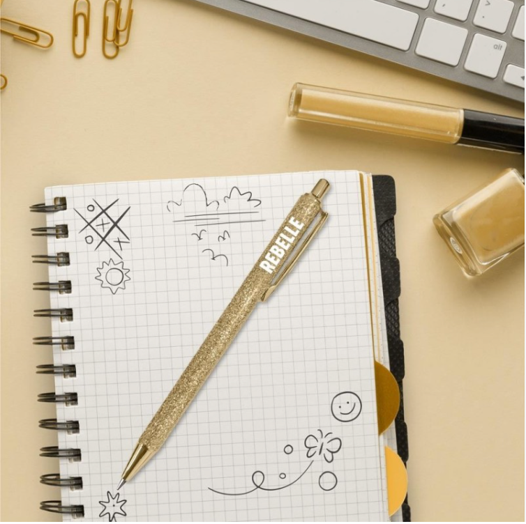 Stylo à Paillettes Mot Fantaisie Déclinaisons: Rebelle