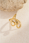 Bague inoxydable ajustable design ondulé moderne doré tendance femme