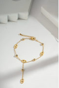 Bracelet Doré Femme Motif Ovale Acier Inoxydable Fin