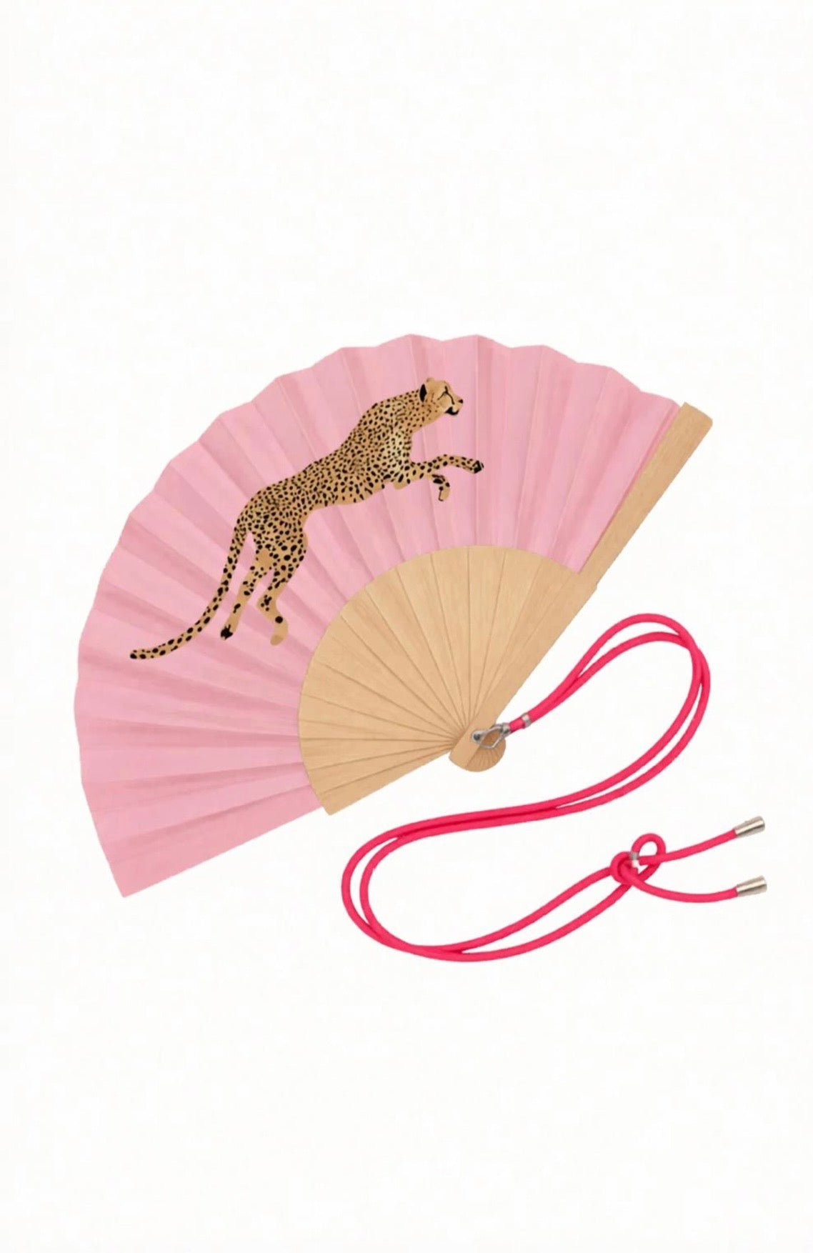 Eventail avec Bandoulière et Boîte Cadeau - Léopard Rose