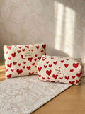Lot de 2 Pochettes cœurs rouge 14x20 et 16x9x9 La vie est belle