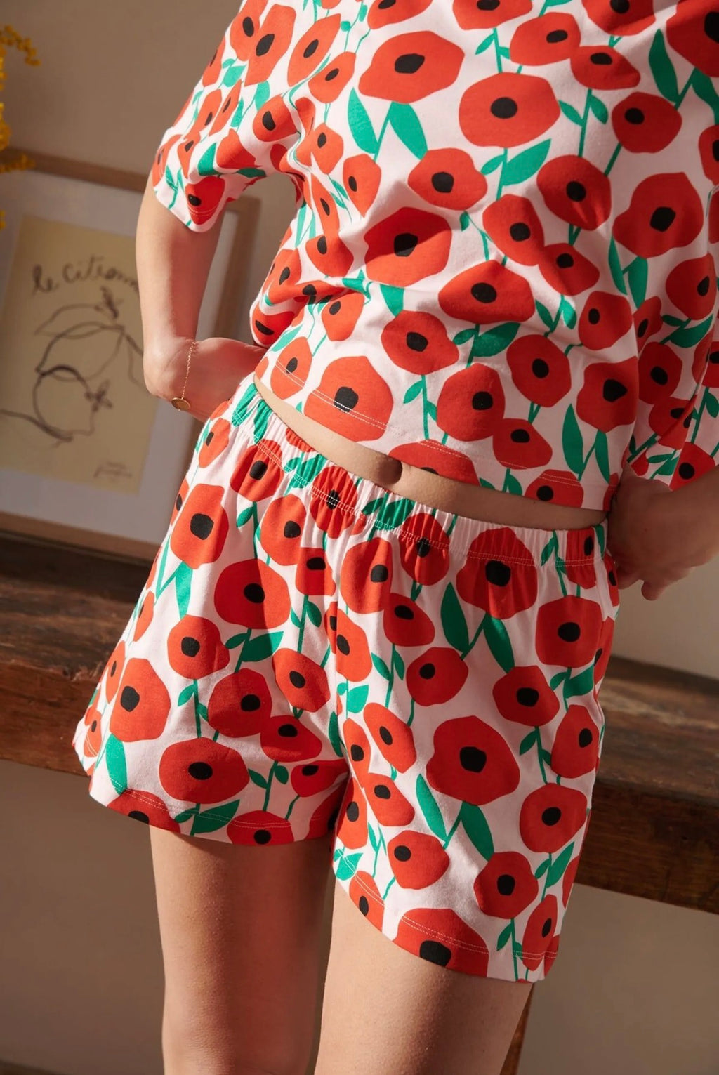 Pyjama Coton BIO - Coquelicot Rose