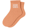 Chaussettes Courtes à Paillettes "Good Vibes" Peachy Peach