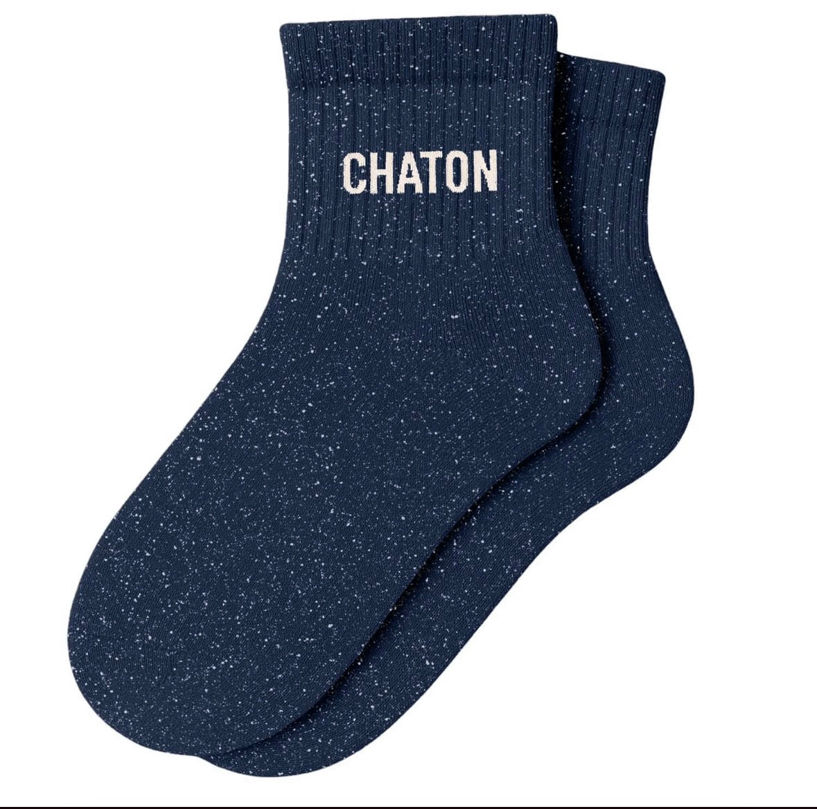 Chaussettes Courtes à Paillettes "Chaton" Bleu Marine