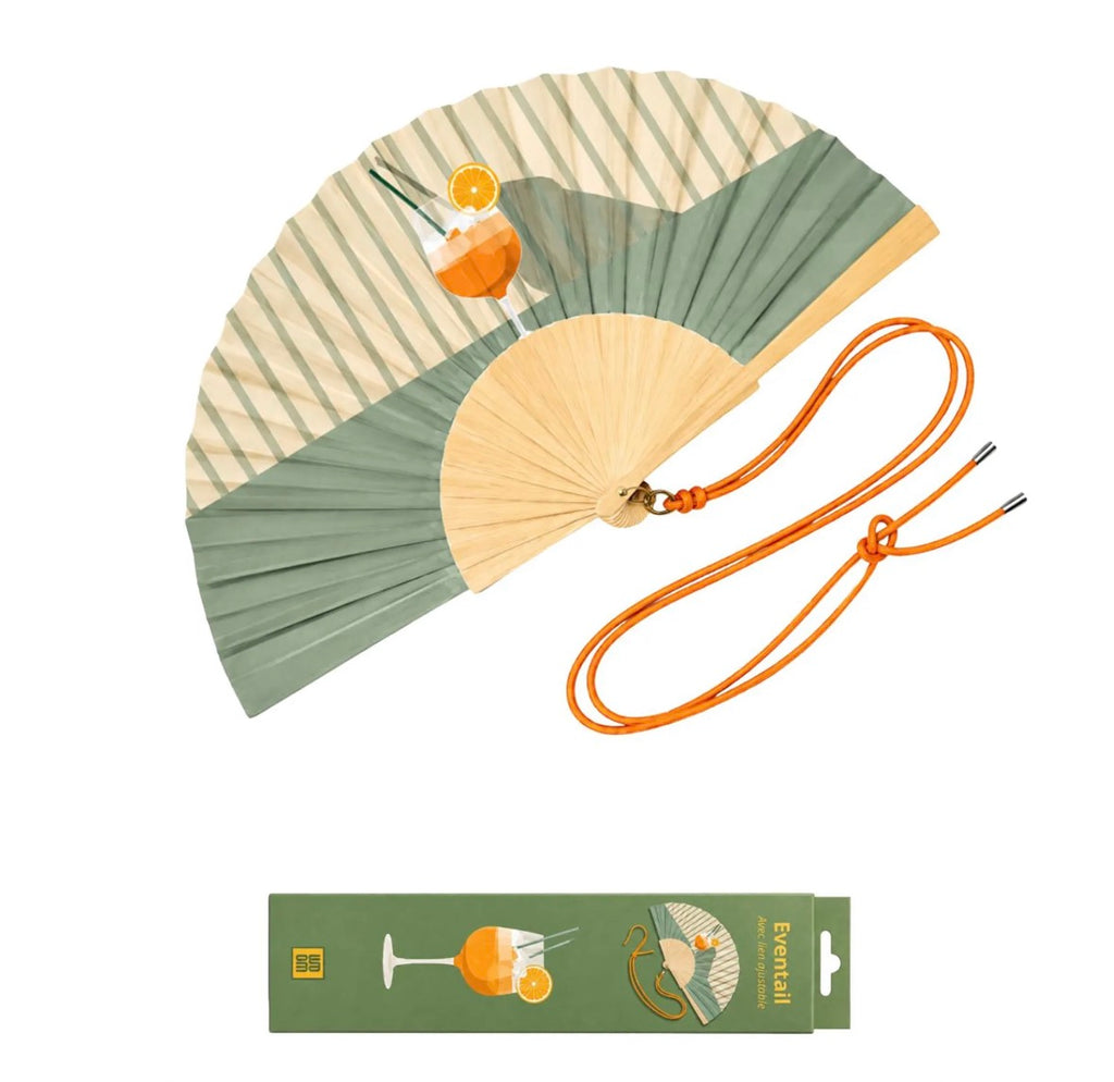 Eventail avec Bandoulière et Boîte Cadeau - Verre de Spritz
