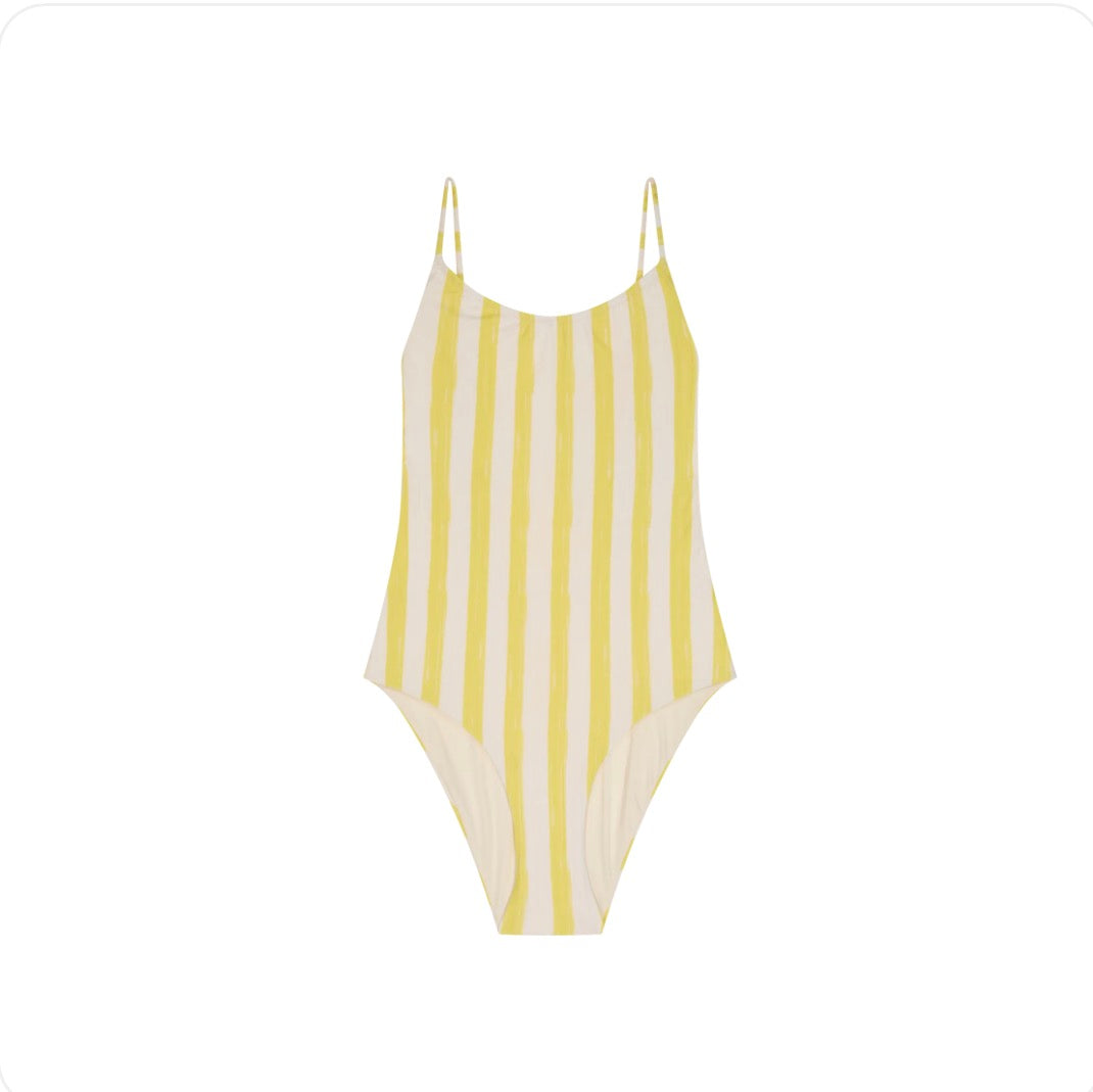 Maillot 1 Pièce Classique - Rayures Jaune