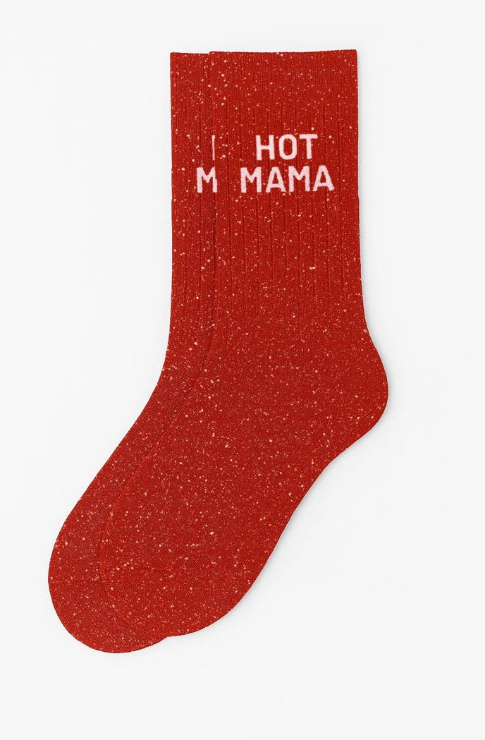 Chaussettes à Paillettes "Hot Mama" Rouge