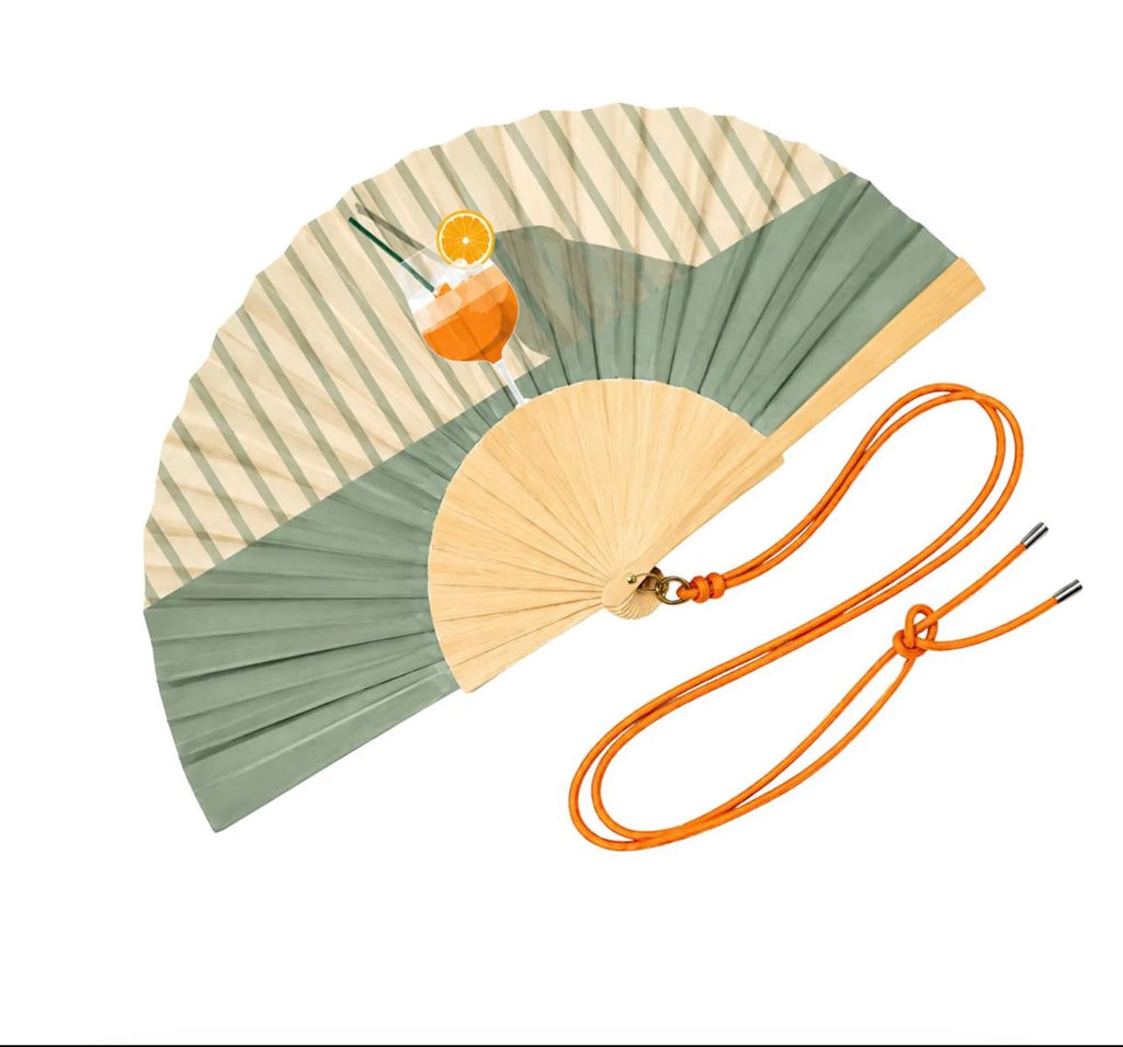Eventail avec Bandoulière et Boîte Cadeau - Verre de Spritz