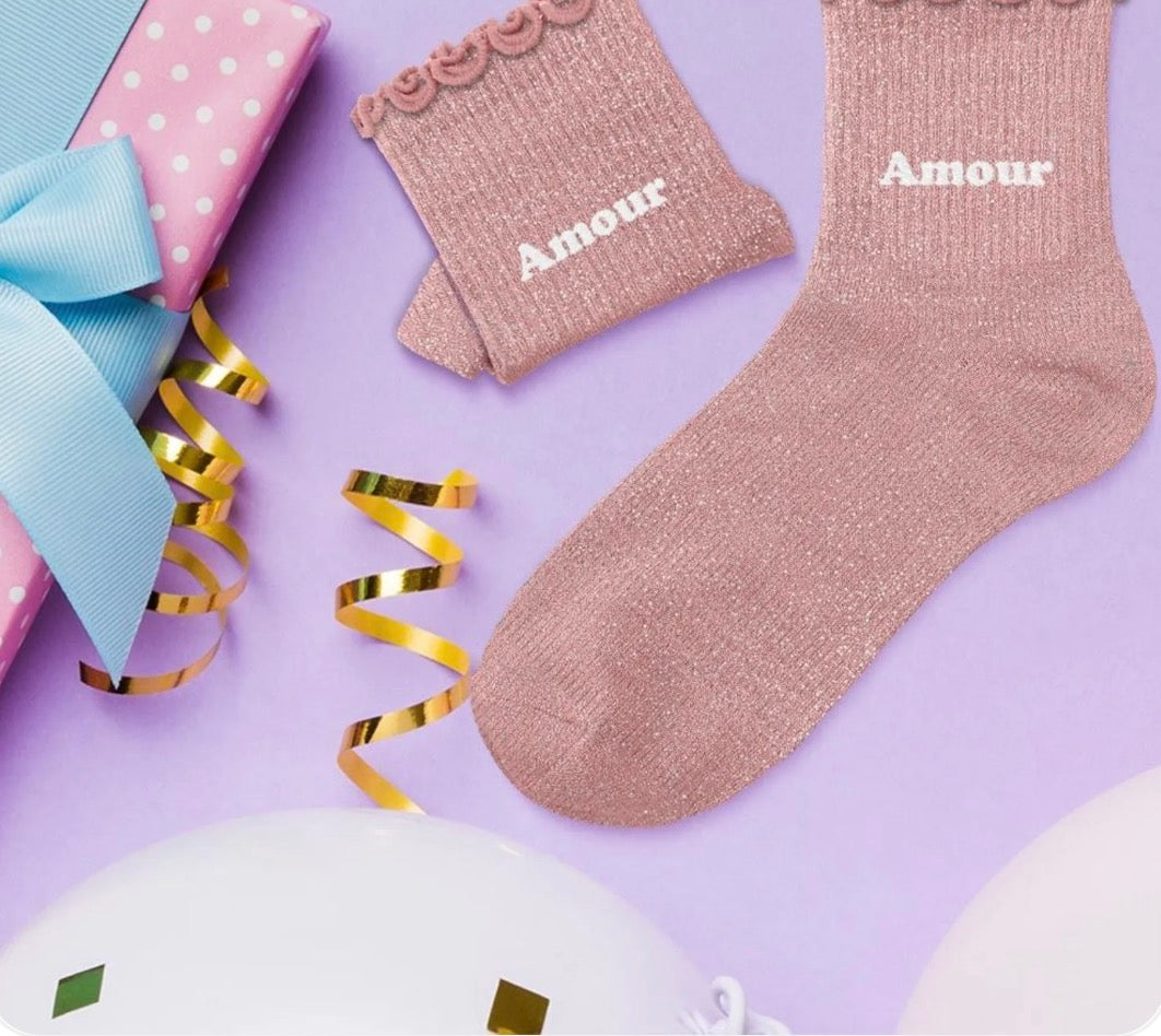 Chaussette à paillettes « amour »