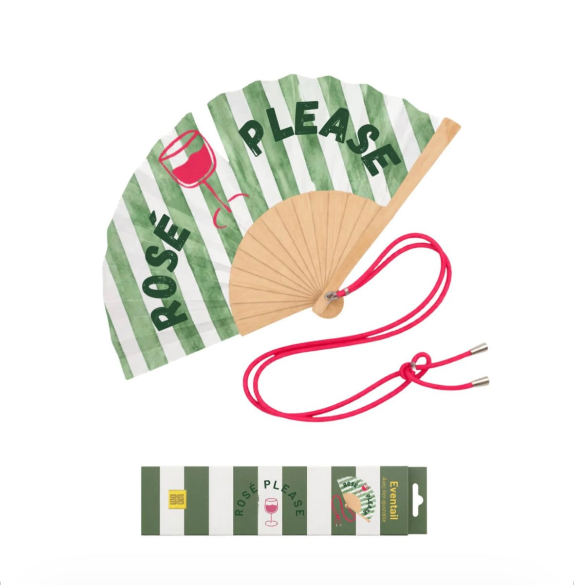 Eventail avec Bandoulière et Boîte Cadeau - Rosé Please