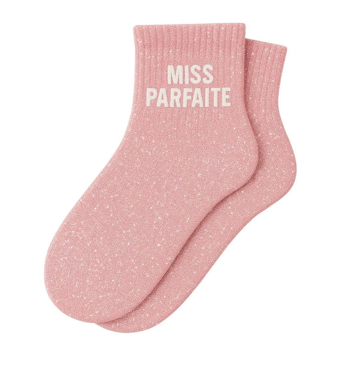 Chaussettes Courtes à Paillettes "Miss Parfaite" Rose