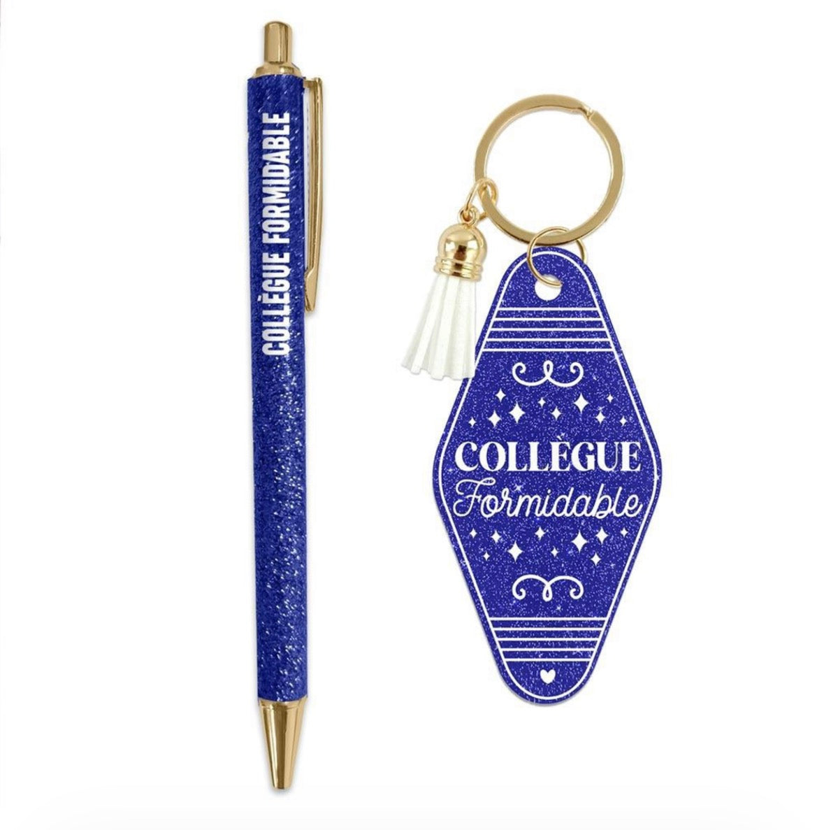 Duo de Cadeaux Paillettes - Stylo & Porte-Clés Déclinaisons: Collègue Formidable