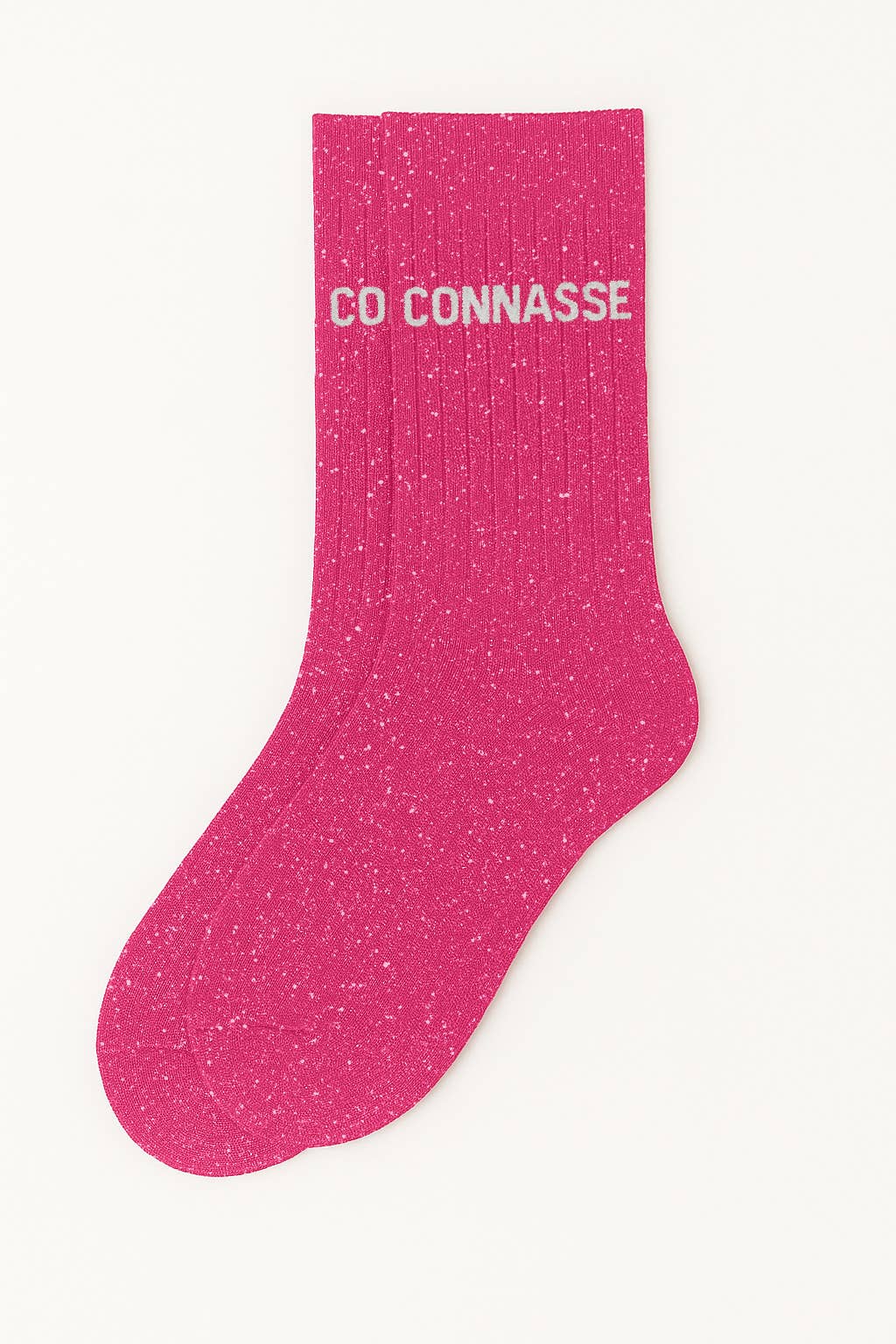 Chaussettes à Paillettes à Message "Connasse" Rose Fuschia