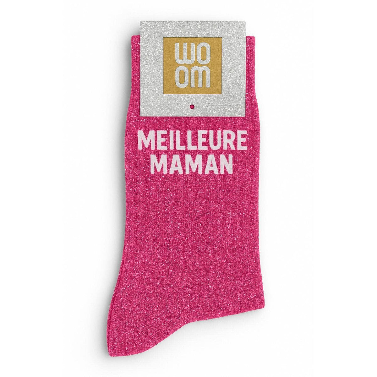 Chaussettes à Paillettes à Message "Meilleure Maman" Fuchsia