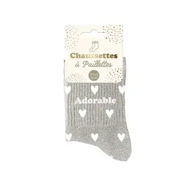 Chaussettes à paillettes coeur