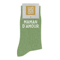 Chaussettes à Paillettes à Message "Maman d'Amour" Vert