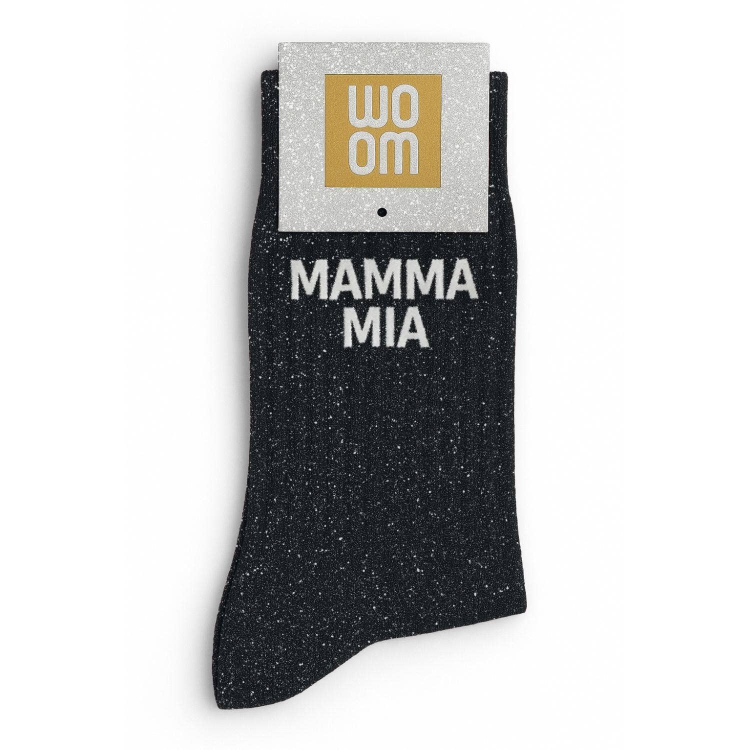 Chaussettes à Paillettes à Message "Mamma Mia" Noir
